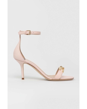 Elisabetta Franchi sandały skórzane kolor różowy