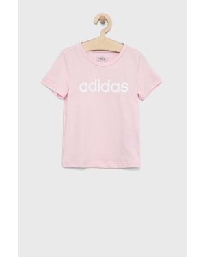 adidas t-shirt bawełniany dziecięcy G LIN kolor różowy