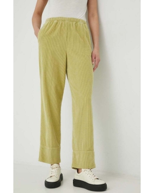 American Vintage spodnie sztruksowe damskie kolor zielony proste high waist