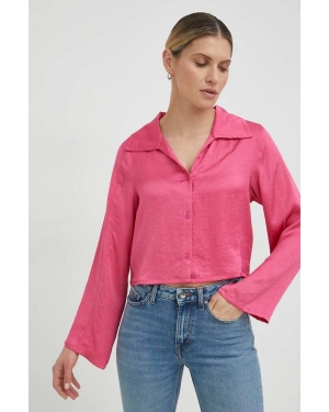 American Vintage koszula damska kolor różowy regular z kołnierzykiem klasycznym