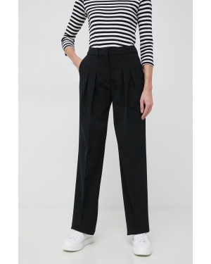 Calvin Klein spodnie damskie kolor czarny szerokie high waist