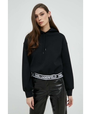 Karl Lagerfeld bluza damska kolor czarny z kapturem gładka