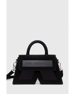 Karl Lagerfeld torebka zamszowa ICON K CROSSBODY SUEDE kolor czarny