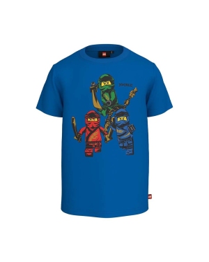 Lego t-shirt bawełniany dziecięcy x Ninjago kolor niebieski z nadrukiem
