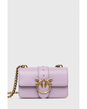 Pinko torebka skórzana kolor fioletowy