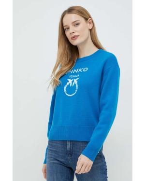 Pinko sweter wełniany damski kolor niebieski 100414.Y7Z4
