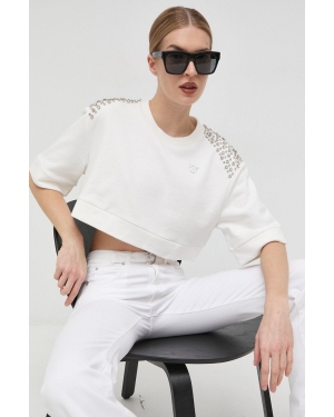 Pinko bluza bawełniana damska kolor biały z aplikacją