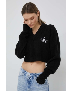 Calvin Klein Jeans sweter z domieszką wełny damski kolor czarny