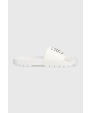 Calvin Klein Jeans klapki YM0YM00591 TRUCK SLIDE MONOGRAM RUBBER M męskie kolor biały
