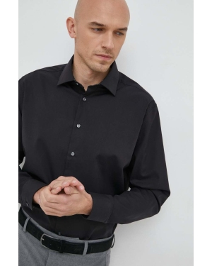 Seidensticker koszula bawełniana Shaped męska kolor czarny slim 01.293690