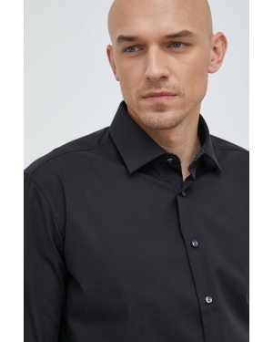 Seidensticker koszula bawełniana X-Slim męska kolor czarny slim z kołnierzykiem klasycznym