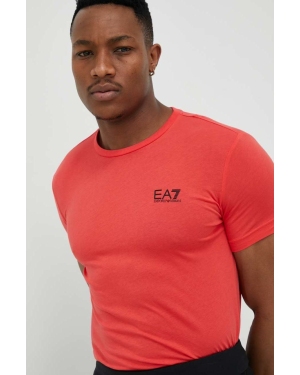 EA7 Emporio Armani t-shirt bawełniany kolor czerwony gładki