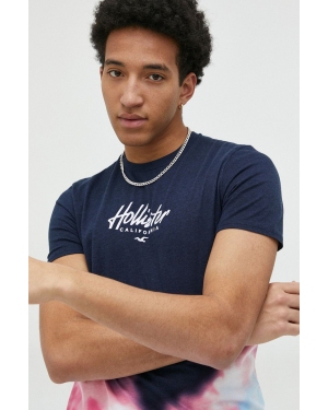 Hollister Co. t-shirt bawełniany kolor granatowy wzorzysty