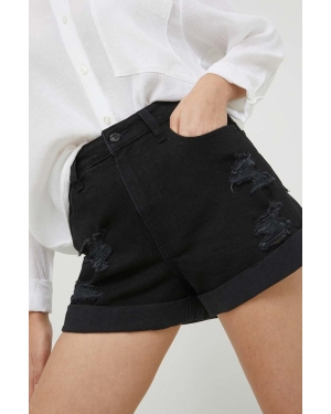 Hollister Co. szorty jeansowe damskie kolor czarny gładkie high waist