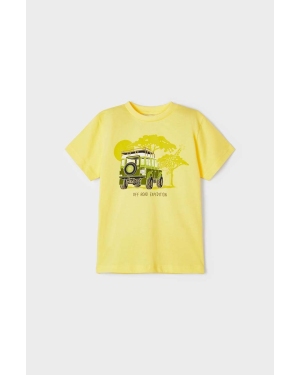 Mayoral t-shirt bawełniany dziecięcy kolor żółty z nadrukiem