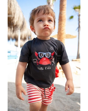 Mayoral t-shirt bawełniany niemowlęcy kolor granatowy z nadrukiem