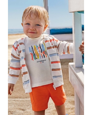Mayoral bluza dziecięca kolor pomarańczowy z kapturem wzorzysta