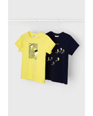 Mayoral t-shirt bawełniany dziecięcy (2-pack) kolor żółty z nadrukiem