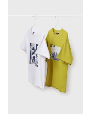 Mayoral t-shirt bawełniany dziecięcy (2-pack) kolor beżowy z nadrukiem