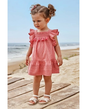 Mayoral sukienka bawełniana niemowlęca kolor różowy mini prosta