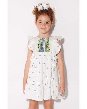 Mayoral sukienka bawełniana dziecięca kolor biały mini rozkloszowana