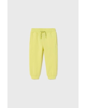 Mayoral spodnie dresowe niemowlęce kolor żółty gładkie