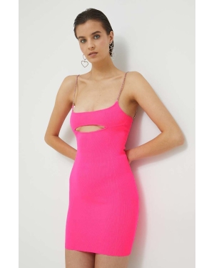 GCDS sukienka kolor różowy mini dopasowana
