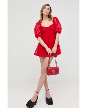 For Love & Lemons sukienka Hannah kolor czerwony mini rozkloszowana