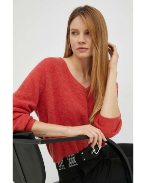 American Vintage sweter wełniany damski kolor czerwony lekki