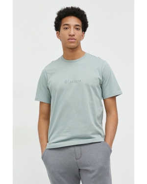 Columbia t-shirt męski kolor zielony z aplikacją