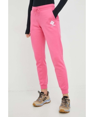 Columbia spodnie dresowe damskie kolor różowy gładkie
