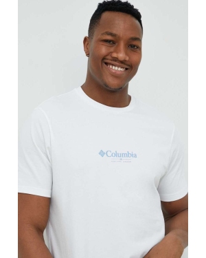 Columbia t-shirt bawełniany kolor biały wzorzysty