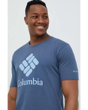 Columbia t-shirt sportowy Pacific Crossing II kolor niebieski z nadrukiem 2036472