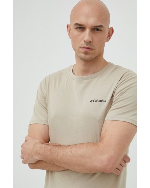 Columbia t-shirt męski kolor beżowy z nadrukiem 1680053.SS23-112