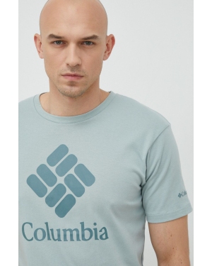 Columbia t-shirt sportowy Pacific Crossing II Pacific Crossing II kolor turkusowy z nadrukiem 2036472