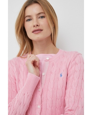 Polo Ralph Lauren kardigan bawełniany kolor różowy