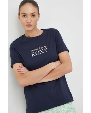 Roxy t-shirt bawełniany kolor granatowy