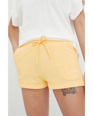 Roxy szorty damskie kolor żółty gładkie medium waist