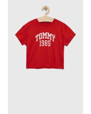 Tommy Hilfiger t-shirt bawełniany dziecięcy kolor czerwony