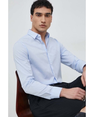 Armani Exchange koszula bawełniana męska kolor niebieski regular z kołnierzykiem klasycznym