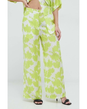 Armani Exchange spodnie damskie kolor zielony szerokie high waist