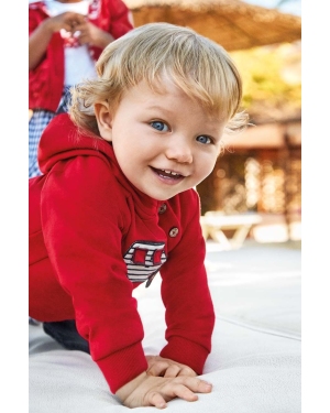 Mayoral bluza niemowlęca kolor czerwony z kapturem z aplikacją