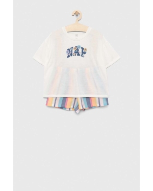 GAP piżama dziecięca kolor biały wzorzysta
