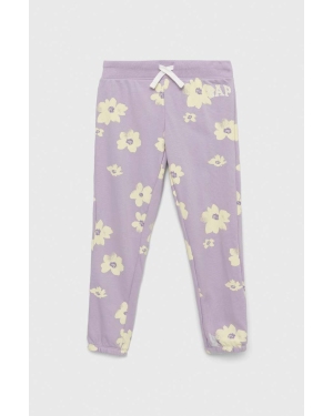 GAP spodnie dresowe dziecięce kolor fioletowy z nadrukiem