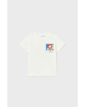 Mayoral t-shirt bawełniany niemowlęcy kolor biały z nadrukiem