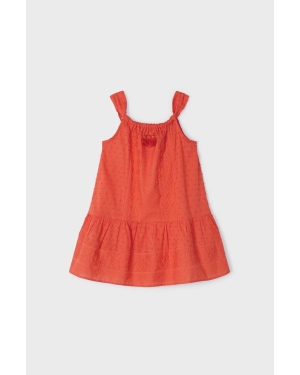 Mayoral sukienka bawełniana dziecięca kolor pomarańczowy midi prosta