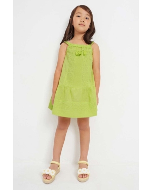 Mayoral sukienka bawełniana dziecięca kolor zielony midi prosta