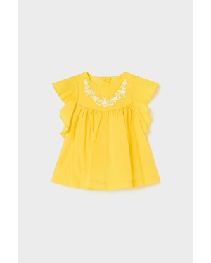 Mayoral bluzka bawełniana niemowlęca kolor żółty gładka