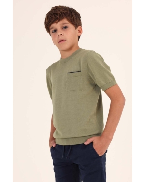Mayoral t-shirt bawełniany dziecięcy kolor zielony gładki