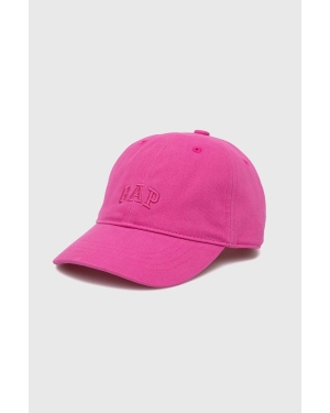 GAP czapka z daszkiem bawełniana dziecięca kolor różowy gładka
